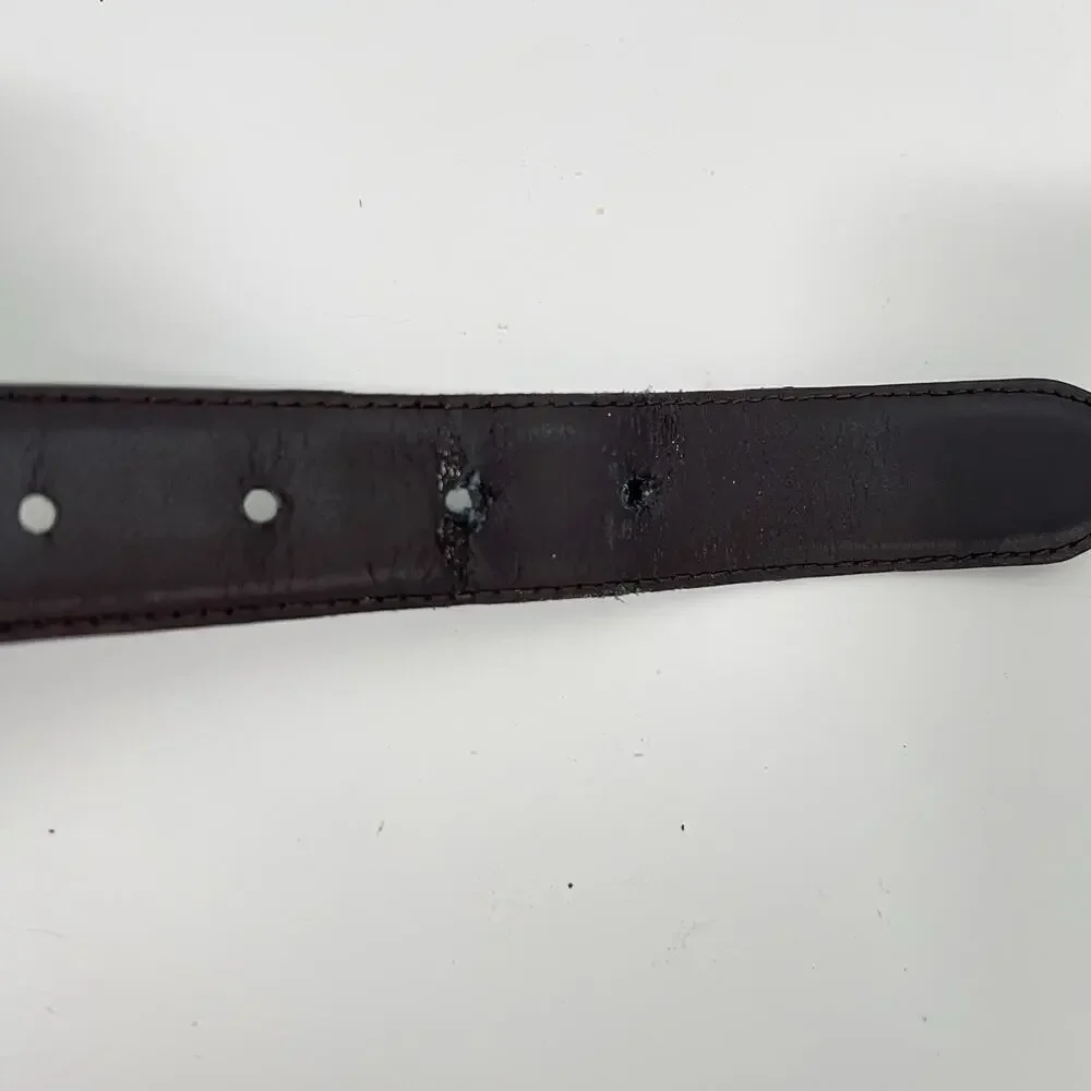 Lauren Ralph Lauren Croc Embossed Leather Belt L-32 Women Black Brown Reversible